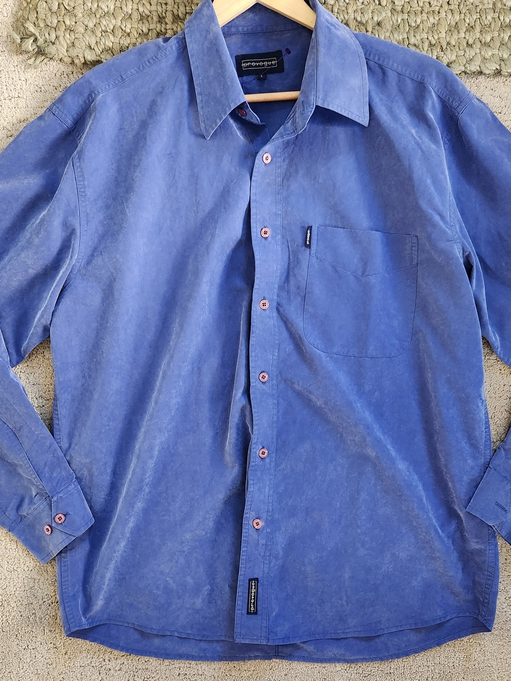 Men's Provogue Blue Long-Sleeve Button-Up Shirt
